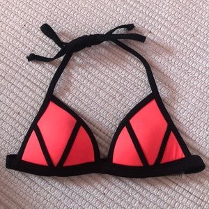 VS PINK Neon Pink Triangle Padded Bikini Top